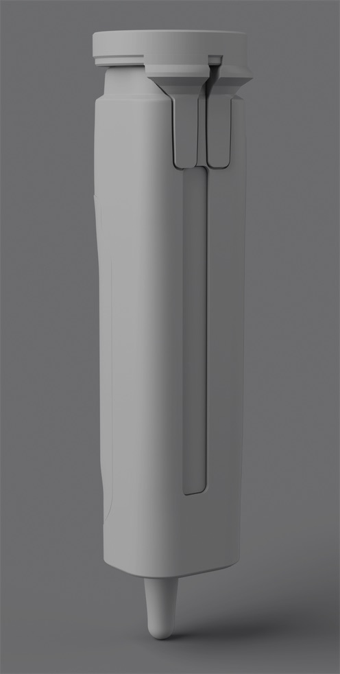 Bridge B2.1 hybrid, grey clay: leg roots climbing to the collar diameter.