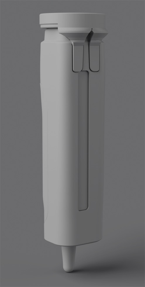Bridge B2.2 fork, grey clay: a Y-crotch joining the legs into one root under the collar.