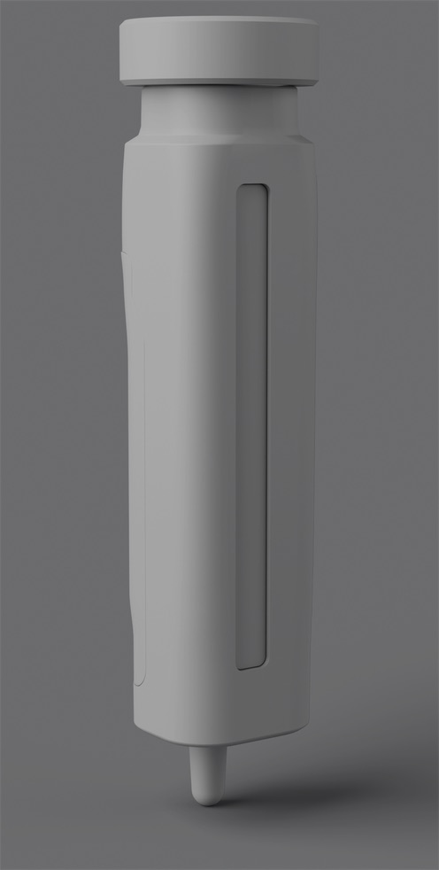 Base v01, grey clay: deeper collar and longer front transition.